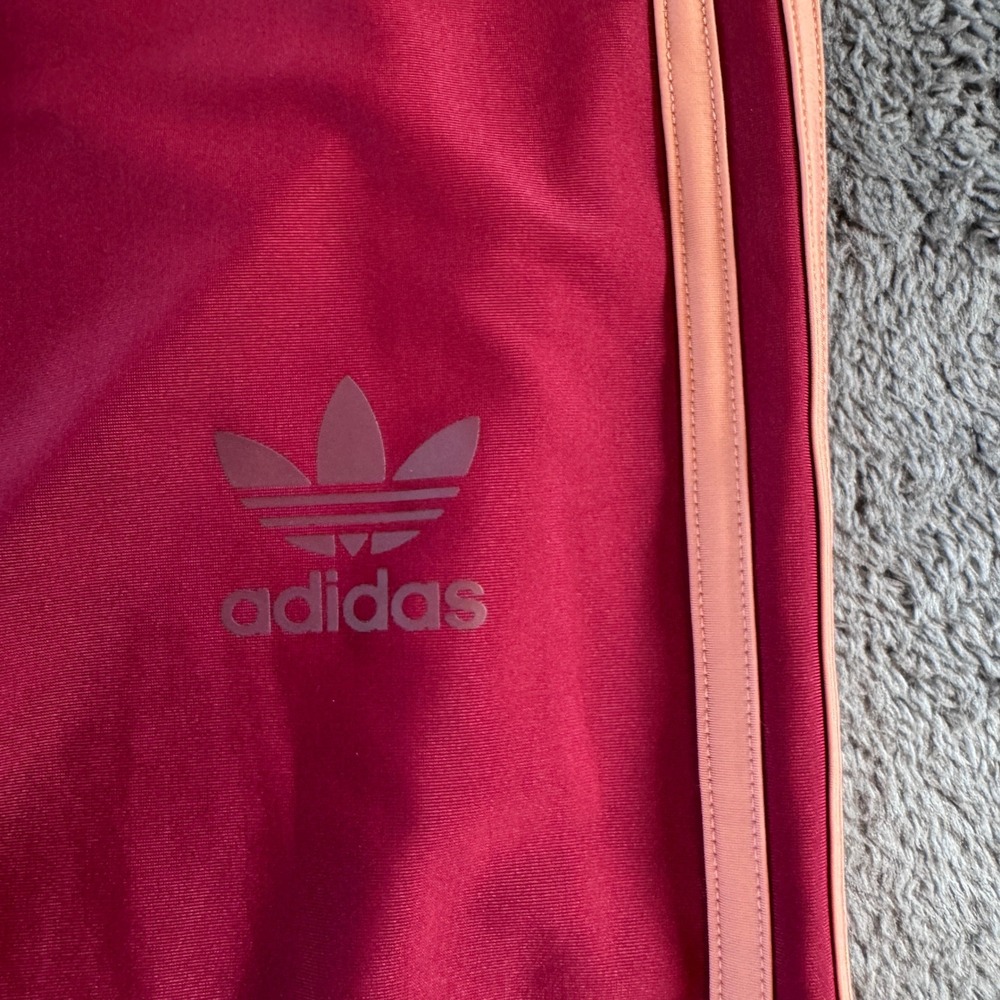 Adidas Originals 3-Stripe Trefoil Leggings Maroon Pink Women's Small Y2K - Picture 3 of 6